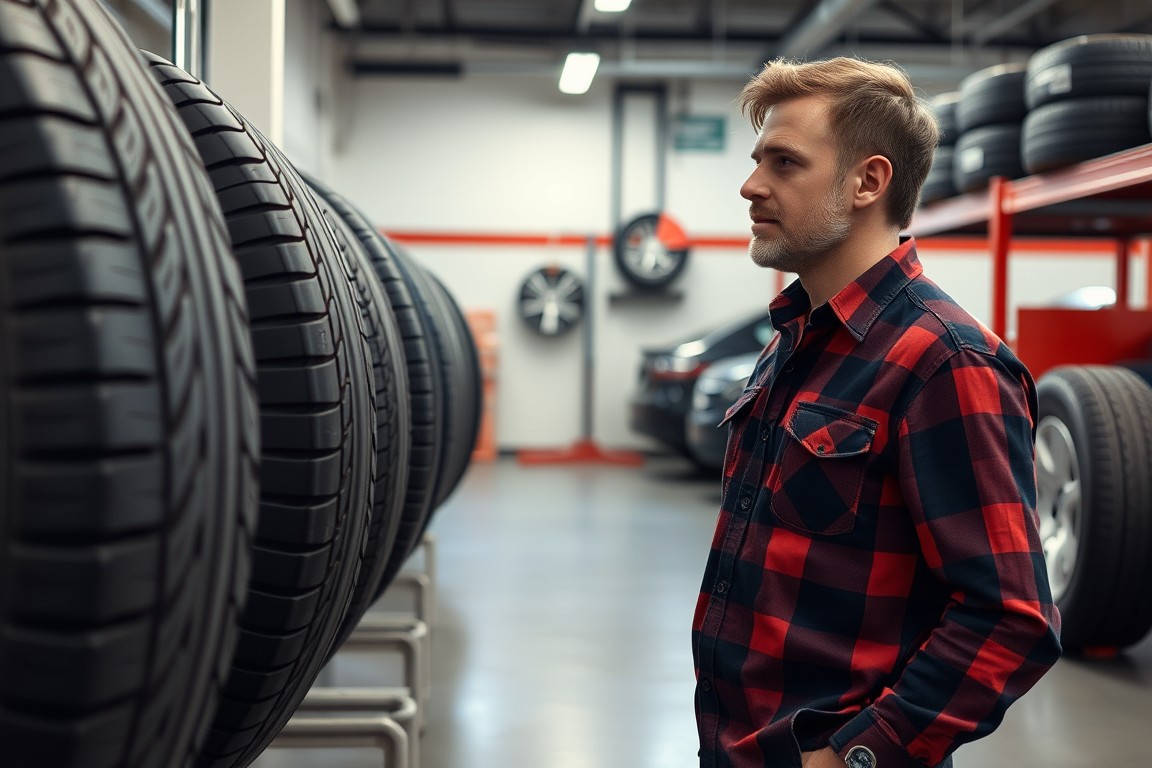 A man choosing tires